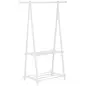 Perchero de Pie Plegable con 2 Estantes y Barra para Colgar Ropa Perchero para Dormitorio Entrada 107,5x45x150 cm Blanco
