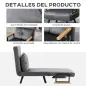 Sofá Cama Individual Plegable Silla Cama Convertible 4 en 1 Respaldo Ajustable de 5 Niveles y Almohada 63x73x81 cm Gris