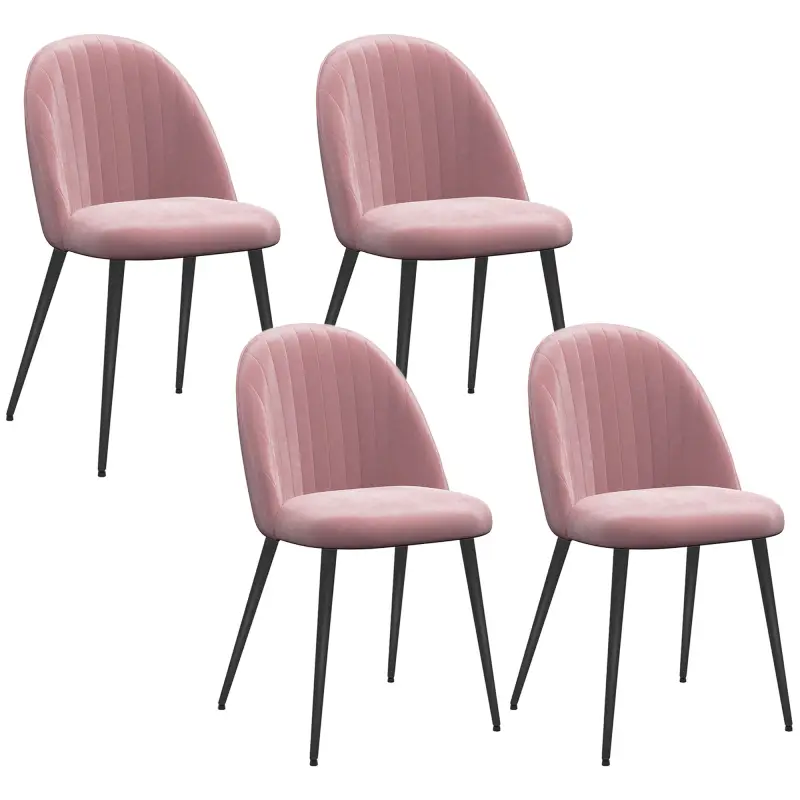Pack de 4 Sillas de Comedor Modernas Sillas de Cocina Tapizada en Terciopelo con Respaldo Alto 50x56x83 cm Rosa Palo