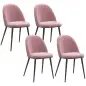 Pack de 4 Sillas de Comedor Modernas Sillas de Cocina Tapizada en Terciopelo con Respaldo Alto 50x52x83 cm Rosa Palo