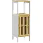 Columna de Baño Mueble Auxiliar de Baño con 1 Estante Abierto 1 Puerta y 1 Estante Ajustable 32x30x90,5 cm Natural