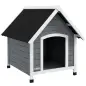 Casa para Perros Medianos 75x88x82 cm con Techo Ondulado Base Elevada y Suelo Desmontable Gris