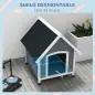 Casa para Perros Medianos 75x88x82 cm con Techo Ondulado Base Elevada y Suelo Desmontable Gris