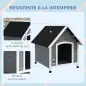 Casa para Perros Medianos 75x88x82 cm con Techo Ondulado Base Elevada y Suelo Desmontable Gris