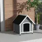 Casa para Perros Medianos 75x88x82 cm con Techo Ondulado Base Elevada y Suelo Desmontable Gris