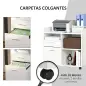 Armario para Impresora con 3 Compartimentos 2 Cajones para Archivos Estante Ajustable Ruedas 80x40x72 cm Blanco