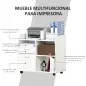 Armario para Impresora con 3 Compartimentos 2 Cajones para Archivos Estante Ajustable Ruedas 80x40x72 cm Blanco