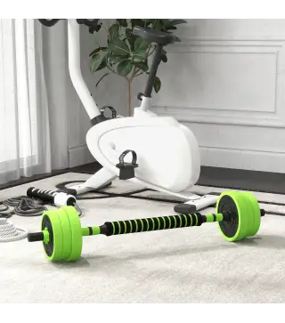 Kit de Gimnasio 4 en 1 con Barra de Pesas Mancuernas Kettlebell para Entrenamiento de Fuerza en Casa Color Verde y Negro