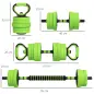 Kit de Gimnasio 4 en 1 con Barra de Pesas Mancuernas Kettlebell para Entrenamiento de Fuerza en Casa Color Verde y Negro