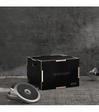 Cajón de Salto Pliométrico de Madera con Mangos Huecos Carga 120 kg para Casa Oficina Gimnasia 61x51x41 cm Negro