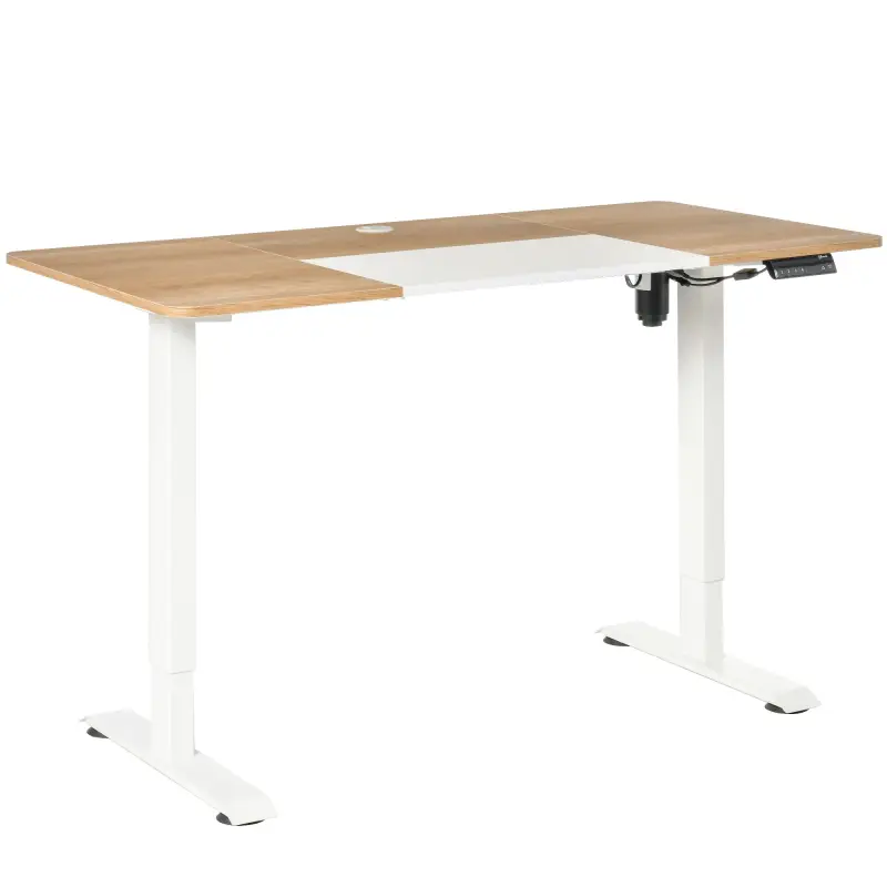 Escritorio Eléctrico con Altura Ajustable y 4 Teclas de Memoria para Oficina Hogar 140x70x72-116 cm Blanco y Natural Escritorio Eléctrico con Altura Ajustable y 4 Teclas de Memoria para Oficina Hogar 140x70x72-116 cm Blanco y Natural
