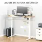 Escritorio Eléctrico con Altura Ajustable y 4 Teclas de Memoria para Oficina Hogar 140x70x72-116 cm Blanco y Natural
