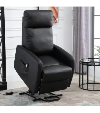 Sillón Levanta Personas Sillón Relax Eléctrico Sillón Elevador Reclinable 145° con Control Remoto 67x95x105 cm Negro