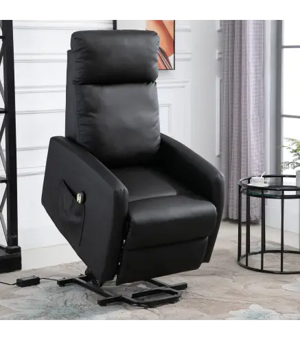 Sillón Levanta Personas Sillón Relax Eléctrico Sillón Elevador Reclinable 145° con Control Remoto 67x95x105 cm Negro