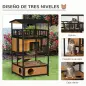 Caseta para Gatos de Madera 75,5x75x137 cm con Techo Asfáltico Plataformas para Interior y Exterior Natural Caseta para Gatos de Madera 75,5x75x137 cm con Techo Asfáltico Plataformas para Interior y Exterior Natural