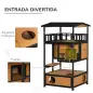 Caseta para Gatos de Madera 75,5x75x137 cm con Techo Asfáltico Plataformas para Interior y Exterior Natural