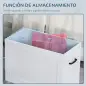 Cuencos para Perros con 2 Tazones de Acero Inoxidable y Espacio de Almacenaje Oculto 60x30x41 cm Blanco