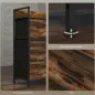Cajonera de Tela con 4 Cajones Plegables y Marco de Acero Estilo Industrial para Salón 60x29x85 cm Marrón Rústico