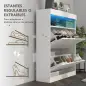 Armario Zapatero con Luces LED y 2 Cajones Abatibles para 12-16 Pares de Zapatos 80x24x99,5 cm Blanco Brillante