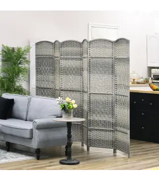 Separador de Ambientes de 6 Paneles Biombo Plegable 270x180 cm Pantalla de Privacidad de Polipropileno Gris Mixto