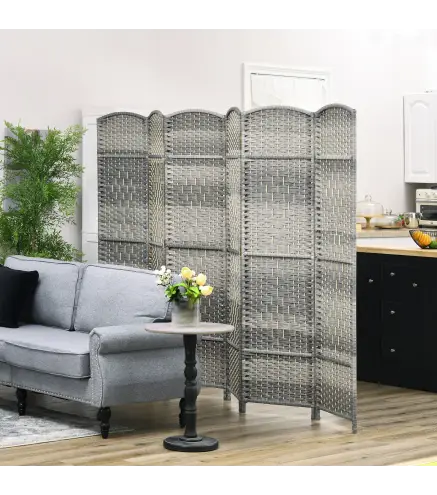 Separador de Ambientes de 6 Paneles Biombo Plegable 270x180 cm Pantalla de Privacidad de Polipropileno Gris Mixto