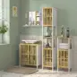Columna de Baño Mueble de Baño Alto con 2 Compartimentos 2 Puertas de Rejilla y Estantes Ajustables 32x30x172 cm Blanco Columna de Baño Mueble de Baño Alto con 2 Compartimentos 2 Puertas de Rejilla y Estantes Ajustables 32x30x172 cm Blanco