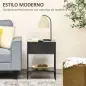 Mesilla de Noche Mesa Auxiliar con 1 Cajón y Estante de Almacenamiento para Dormitorio Salón Oficina 45x40x60 cm Negro