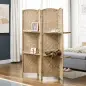 Biombo Separador de Ambientes 4 Paneles 160x170 cm con 2 Estantes de Exhibición Pantalla de Privacidad Plegable Natural