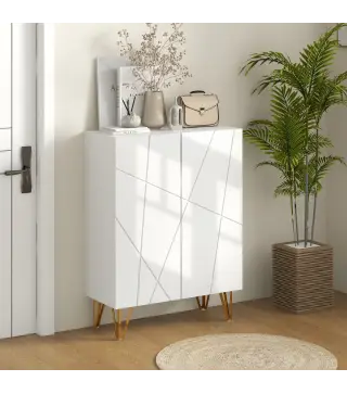 Armario Zapatero con Estantes Ajustables Bisagras de Cierre Suave para 15-20 Pares de Zapatos 72x31,5x95 cm Blanco