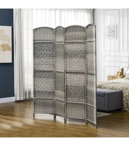 Separador de Ambientes de 4 Paneles Biombo Plegable 180x180 cm Pantalla de Privacidad de Polipropileno Gris Mixto