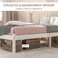 Cama de Madera Somier con Cabecera para Colchón de 90x190 cm (no incluido) Carga 120 kg 198x96x70 cm Blanco