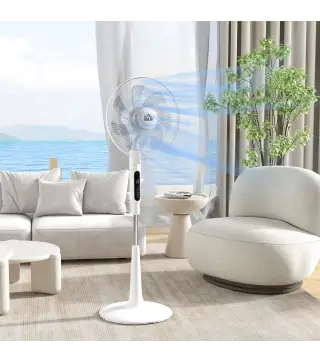 Ventilador de Pie con Mando a Distancia Oscilante 28 Velocidades 3 Modos Temporizador y Función Antimosquitos Blanco