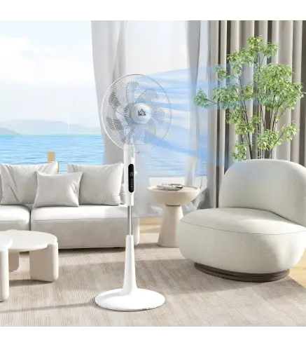 Ventilador de Pie con Mando a Distancia Oscilante 28 Velocidades 3 Modos Temporizador y Función Antimosquitos Blanco