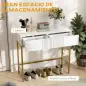 Mesa de Entrada con 2 Cajones y Patas de Acero Antivuelco Mueble de Recibidor para Salón Pasillo 80x31,5x75 cm Blanco