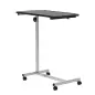 Mesa Auxiliar con Ruedas con Altura Ajustable y Marco de Metal Carga 20 kg 77x40x76-100 cm Negro y Plata