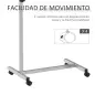 Mesa Auxiliar con Ruedas con Altura Ajustable y Marco de Metal Carga 20 kg 77x40x76-100 cm Negro y Plata
