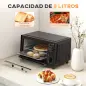 Mini Horno Eléctrico 9L Horno Eléctrico Sobremesa 750W con Temperatura Ajustable Temporizador 35x24,6x20 cm Negro