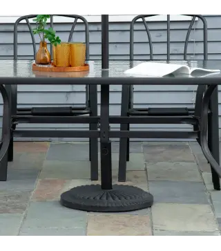 Base para Sombrilla de Jardín Peso Neto 14 kg Soporte de Parasol Apto para Postes de 35mm/38mm/48mm Rellena de Cemento Metal par