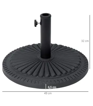 Base para Sombrilla de Jardín Peso Neto 14 kg Soporte de Parasol Apto para Postes de 35mm/38mm/48mm Rellena de Cemento Metal par