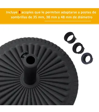 Base para Sombrilla de Jardín Peso Neto 14 kg Soporte de Parasol Apto para Postes de 35mm/38mm/48mm Rellena de Cemento Metal par