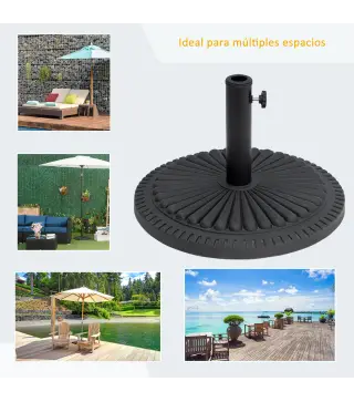 Base para Sombrilla de Jardín Peso Neto 14 kg Soporte de Parasol Apto para Postes de 35mm/38mm/48mm Rellena de Cemento Metal par