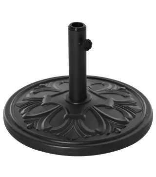 Soporte para Parasol Redondo de HDPE y Cemento Peso 13 kg para Poste de Paraguas de Ø35/38/48 mm Ø48x34 cm Negro