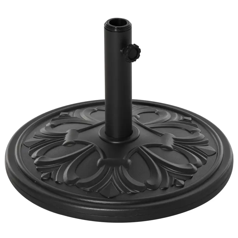 Soporte para Parasol Redondo de HDPE y Cemento Peso 13 kg para Poste de Paraguas de Ø35/38/48 mm Ø48x34 cm Negro