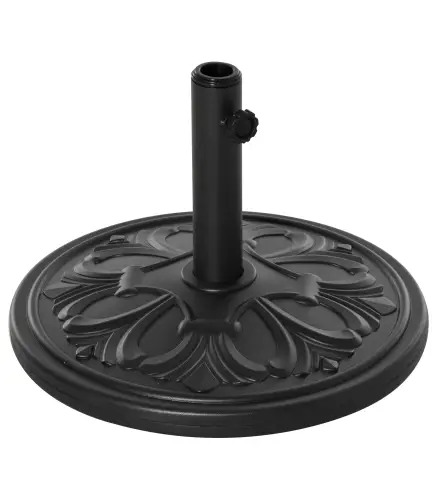 Soporte para Parasol Redondo de HDPE y Cemento Peso 13 kg para Poste de Paraguas de Ø35/38/48 mm Ø48x34 cm Negro