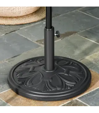 Soporte para Parasol Redondo de HDPE y Cemento Peso 13 kg para Poste de Paraguas de Ø35/38/48 mm Ø48x34 cm Negro