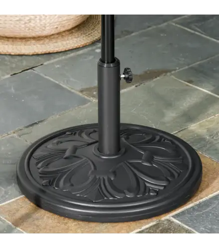 Soporte para Parasol Redondo de HDPE y Cemento Peso 13 kg para Poste de Paraguas de Ø35/38/48 mm Ø48x34 cm Negro
