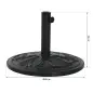 Soporte para Parasol Redondo de HDPE y Cemento Peso 13 kg para Poste de Paraguas de Ø35/38/48 mm Ø48x34 cm Negro