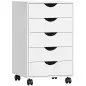 Cajonera Oficina con Ruedas y 5 Cajones Archivador Móvil, para Estudio Salón 40x40x67 cm Blanco