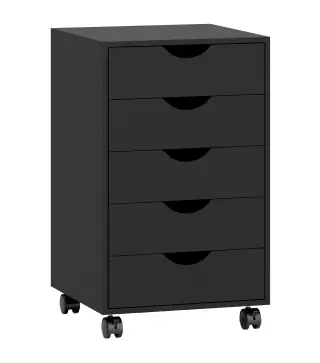 Cajonera Oficina con Ruedas y 5 Cajones Archivador Móvil, para Estudio Salón 40x40x67 cm Negro