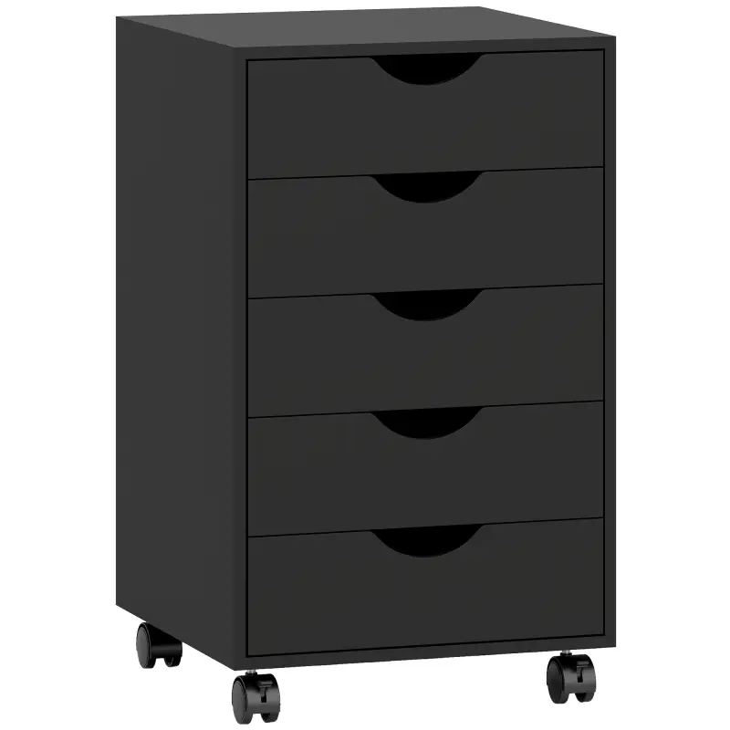 Cajonera Oficina con Ruedas y 5 Cajones Archivador Móvil, para Estudio Salón 40x40x67 cm Negro Cajonera Oficina con Ruedas y 5 Cajones Archivador Móvil, para Estudio Salón 40x40x67 cm Negro